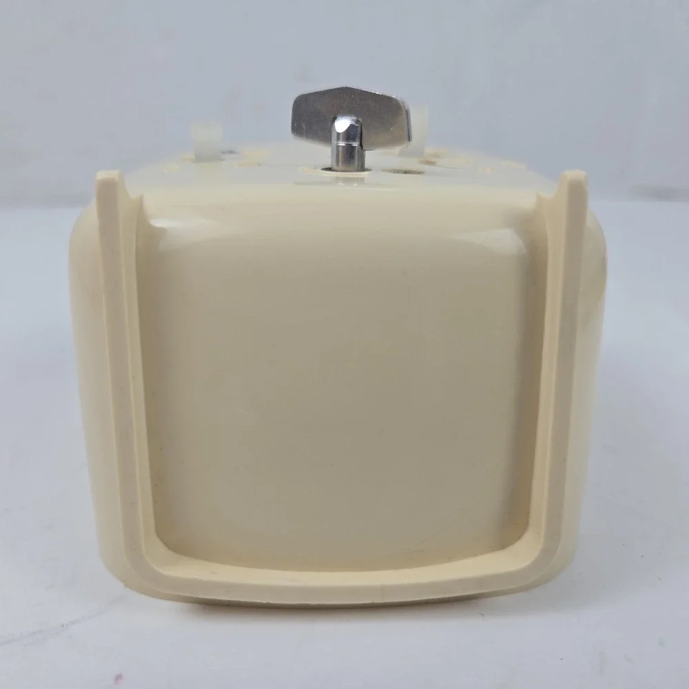 Vtg Westclox Beige Alarm Clock Wind Up Luminous Hands MCM‎ Retro Decor SEE VIDEO